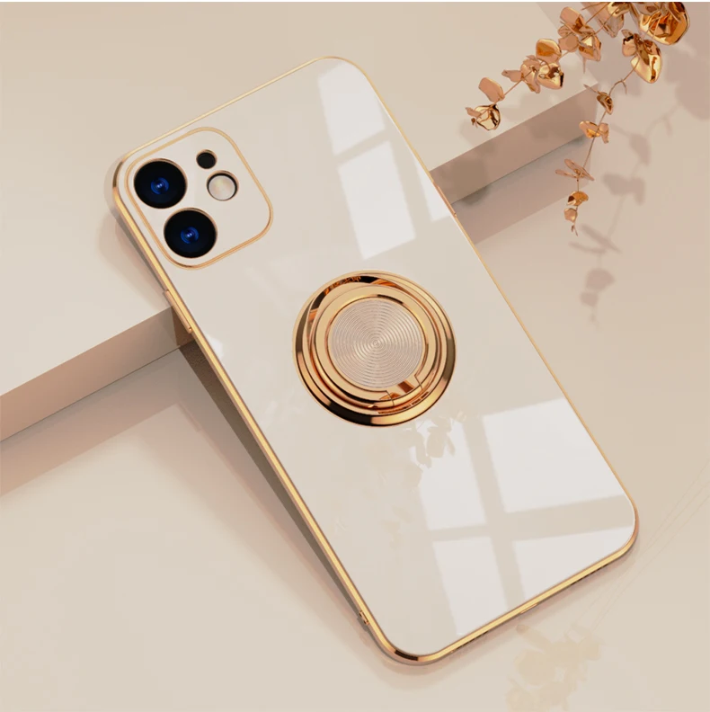 best case for iphone 12 pro Case For iPhone 11 12 13 Pro Max Case For iPhone 11 Pro Max Cases for iphone 11Pro cover New Square Plating Silicone Ring Holder case for iphone 12 pro