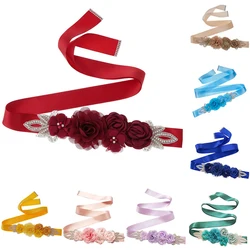 Wedding Accessories Bridal Wedding Belts Satin Flower Sash Woman Girl Sash Belt Wedding Sashes Belt DIY  Decoration Bridal
