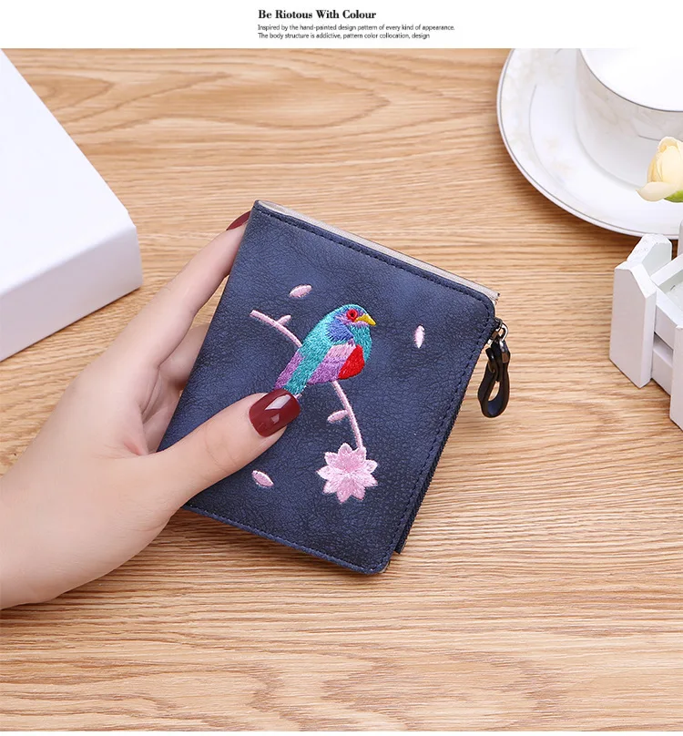 H686e2bf82fd94ca694cf5d96ba08ac06S - Women's Coin Wallet | Bird Embroidered