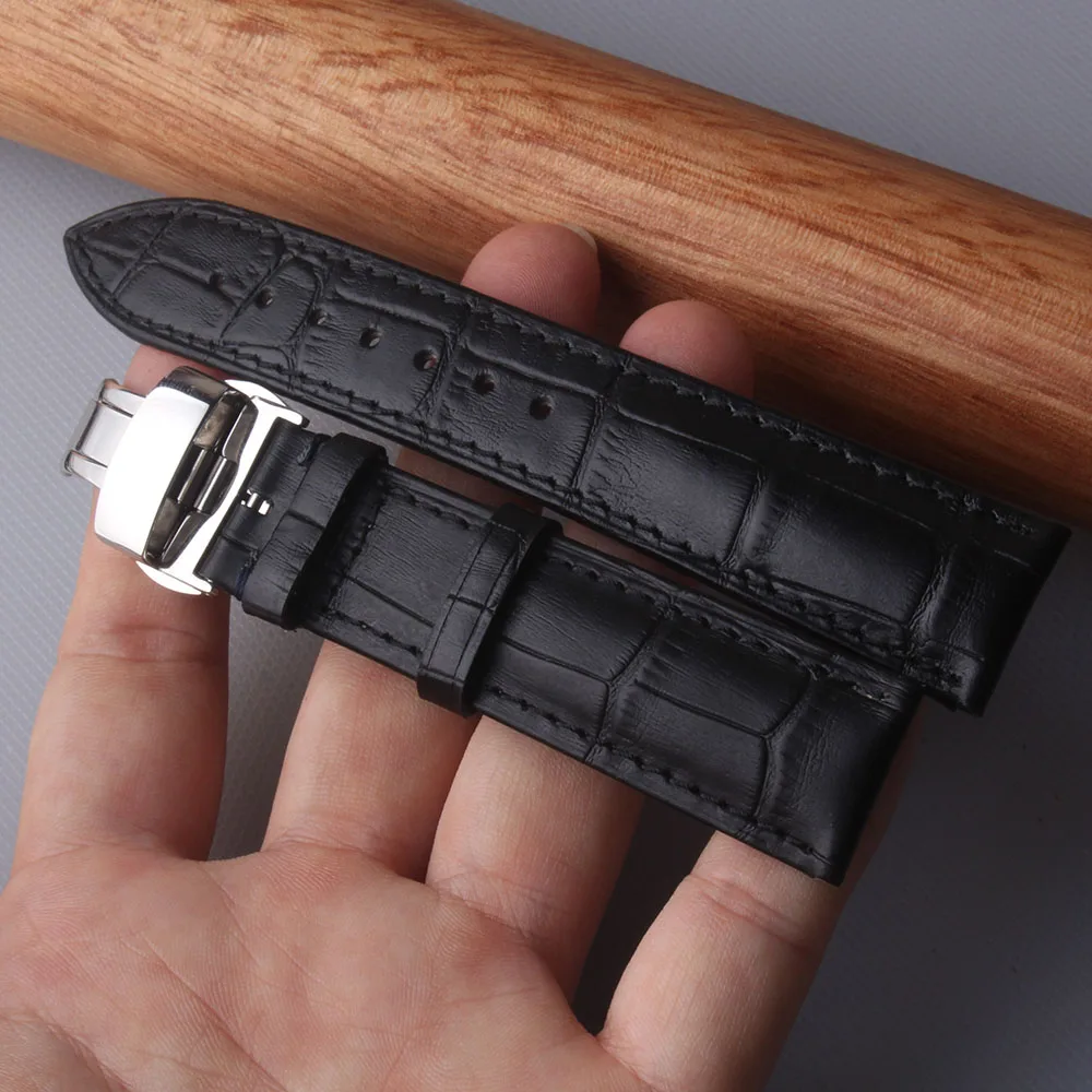 

High quality Genuine Leather Watchband strap 14mm 15mm 16mm 17mm 18mm 19mm 20mm 22mm Women Men wrist Watch bands folding buckles