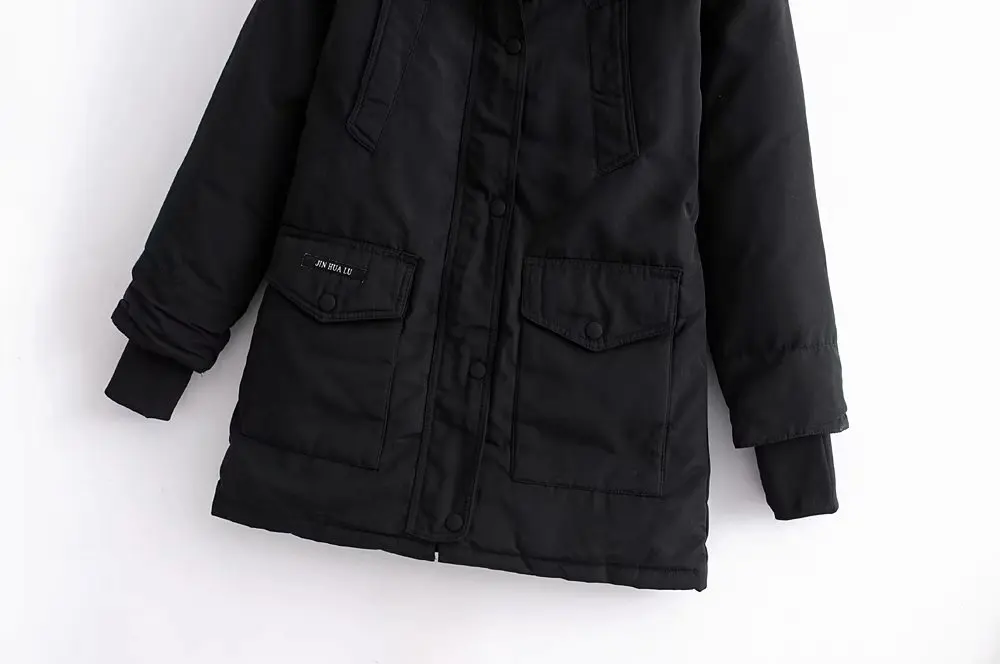 

AliExpress 2019 Autumn And Winter Europe And America WOMEN'S Dress Versitile Fashion Hooded Parker Cotton-padded Clothes Loose-F