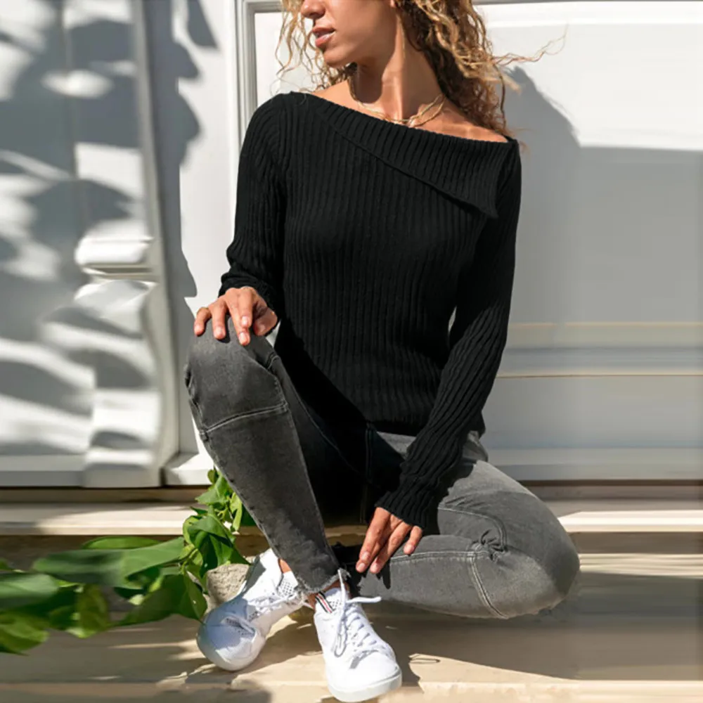 Pull Femme Hiver Dames женский осенне-зимний свитер с длинным рукавом в полоску пуловер блузка рубашка Топы