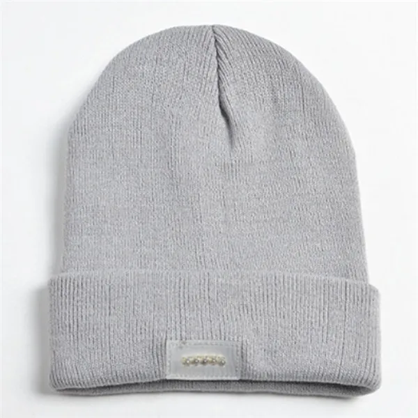 5-LED Lighted Cap Winter Warm Beanie Angling Hunting Camping Hat 5Color - Цвет: grey