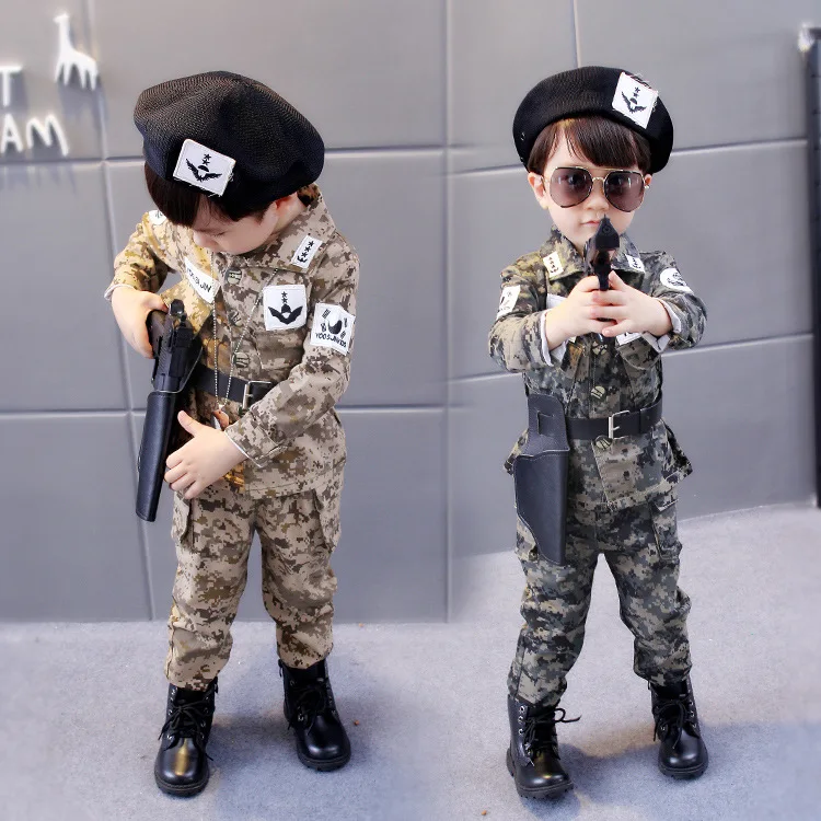 

2018 New Style BOY'S Suit Fashion Sunshine Handsome Korean-style Camouflage Military Uniforms Set
