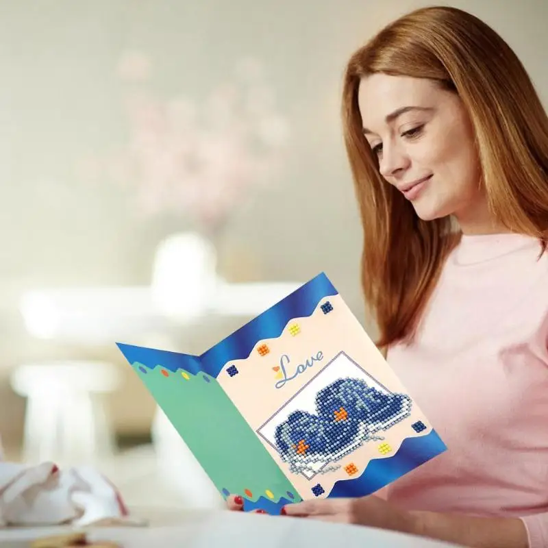  5D DIY Cute Greeting Card Partial Drill Diamond Painting Christmas Customized Invitations for New Y - 4000401027717