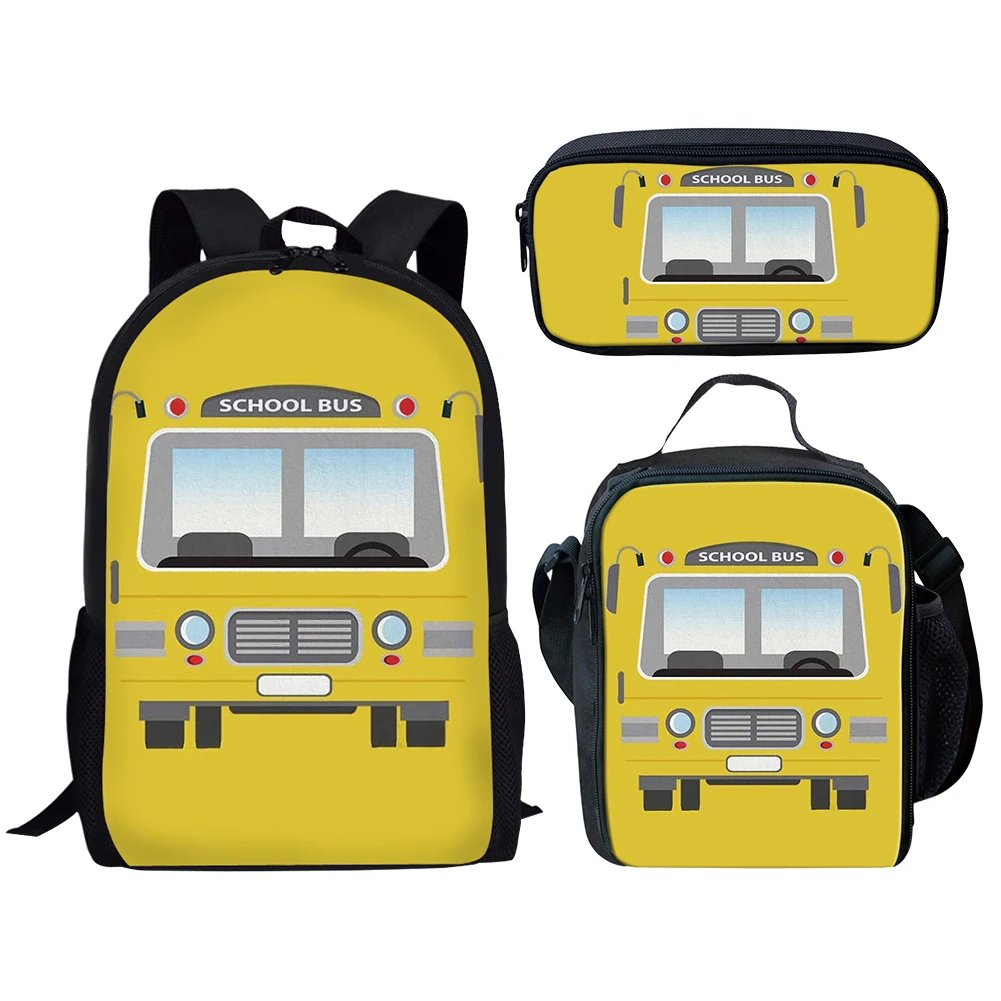 School Bus Print Yellow Bags Boy Girls Schoolbags Children Book Bags Pencil Case Back to School Print Toddle Premary