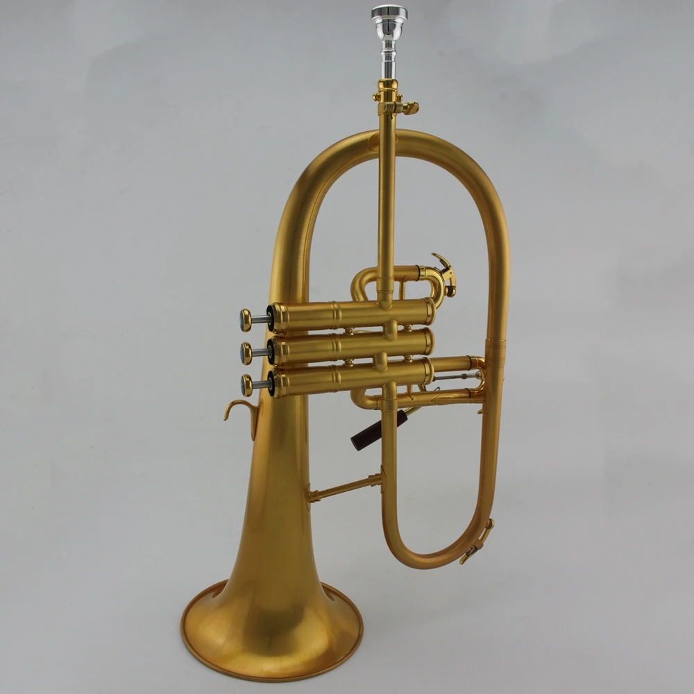 Professional brushed metal gold plated Tone Bb Flugelhorn