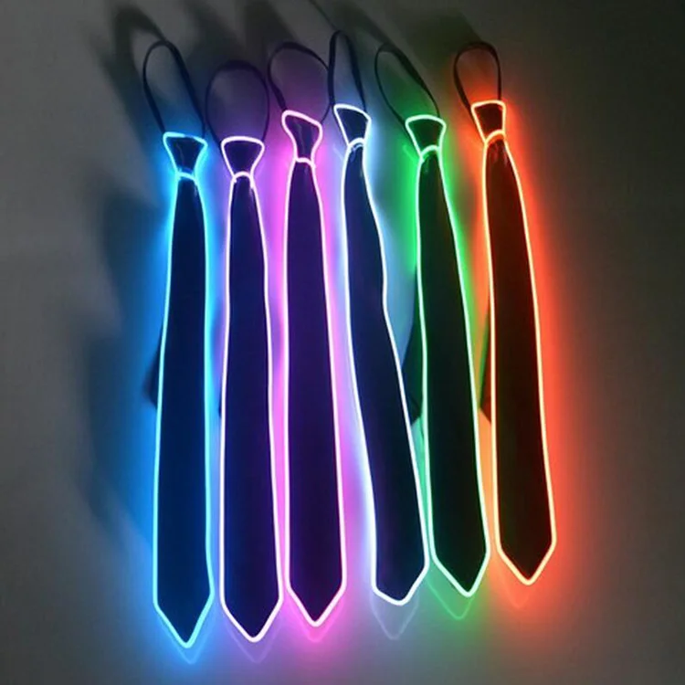 Модный мужской светодиодный светящийся Neon EL Wire шейный галстук в полоску маскарадное праздничное украшения для косплея NIN668