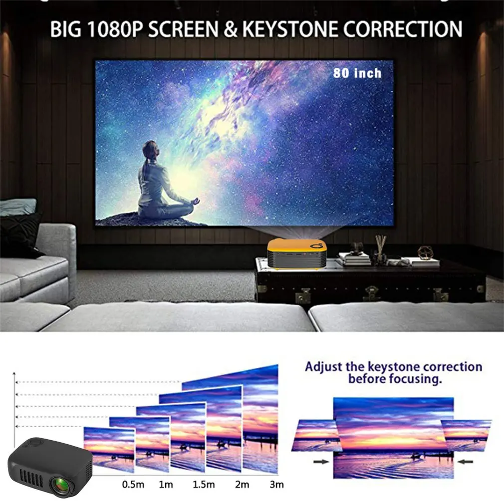 Мини портативный карманный проектор HD 1080P кино видео проекторы Домашний кинотеатр HDMI развлечения Проекция черный