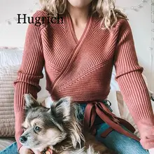 2020 Autumn Winter Knitted Sweater Women V-neck Slim Pullovers Sweater Ladies Wrap Sweaters Female Casual Sweater Jumper