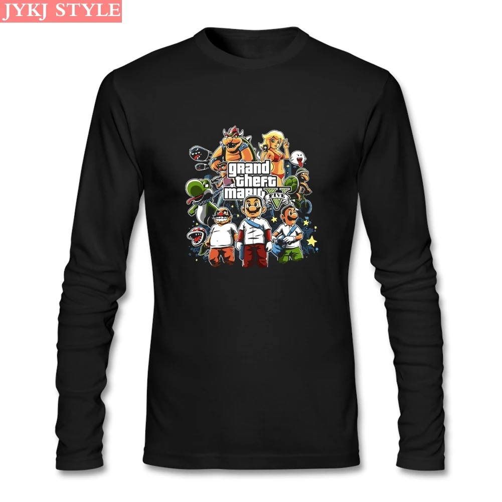 Футболка Grand Theft Mario хлопковая футболка с длинным рукавом для мужчин новые