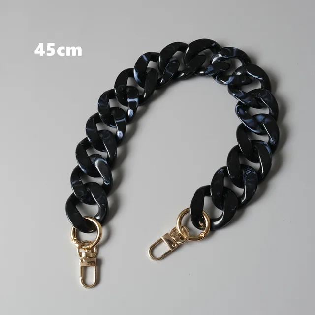 New Fashion Woman Handbag Accessory Parts Cute Chain Black Acrylic Resin Chain Luxury Strap Women Shoulder Clutch Handle Chain Flat  45cm