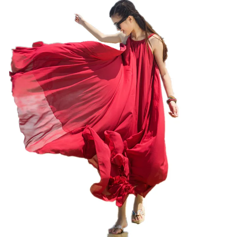 

Summer Dress Maxi Bohemian Women Beach Dress Chiffon Robe Femme Ete 2020 Orange Slim Elegant Ladies Dresses Large Sizes FYY453