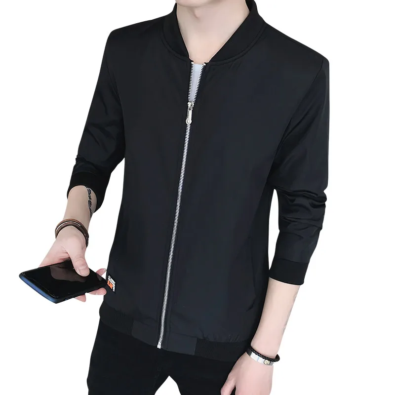 

New Jacket outerwear men's spring and autumn Korean slim fit casual solid color baseball suit fashion Mock Neck Jacket Top