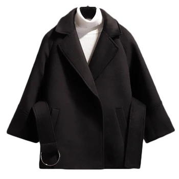

Women Wool Plaid Long Coat Fashion Woollen Overcoat Loose Outwear Female Winter Loose new design Warm Wool Blends Elegant Parka