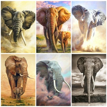 

AZQSD Adult Paint By Number Canvas Kits Animal Handpainted Gift Unframe DIY Coloring By Numbers Elephant Home Decoration