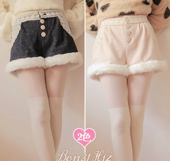 

Princess sweet lolita shorts Possbie bobon21 white soft wool warm thick woolen moben shorts b0939