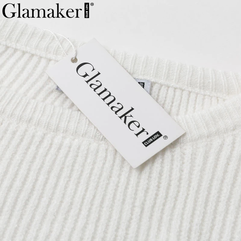 Glamaker белый элегантный вязаный свитер зимнее платье Женский костюм из двух частей миди платье осенние сексуальные вечерние облегающее платье