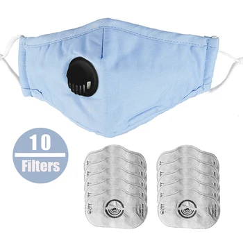 

PM2.5 Anti influenza respirator mask Vertical Folding Nonwoven Fabric Mask with 10 filters For adults with dust valve mouth mask