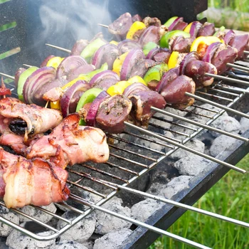 

10pcs / 50pcs / 100pcs Camping Titanium Barbecue Skewers Reusable BBQ Kabob BBQ Grilling Accessories 1-2 person