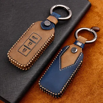 

Genuine Leather Handmade Car Key Cover key Case For Mitsubishi Outlander Lancer 10 Pajero Sport EX ASX Colt Grandis L200