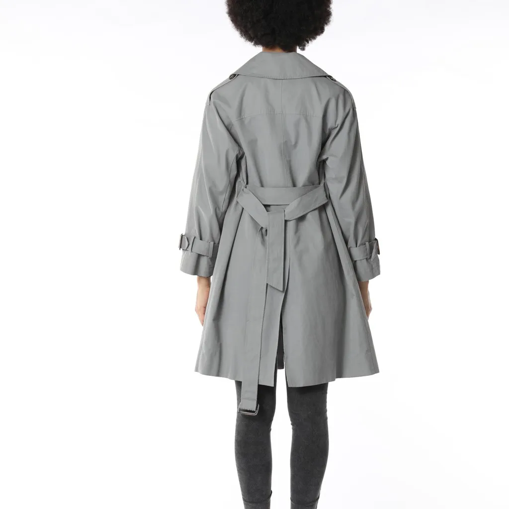 Trench Coat For Women Windbreaker Warm Double-breasted Slim Long Trench Pure Color Top Long Sleeve Loose Coat Outerwear