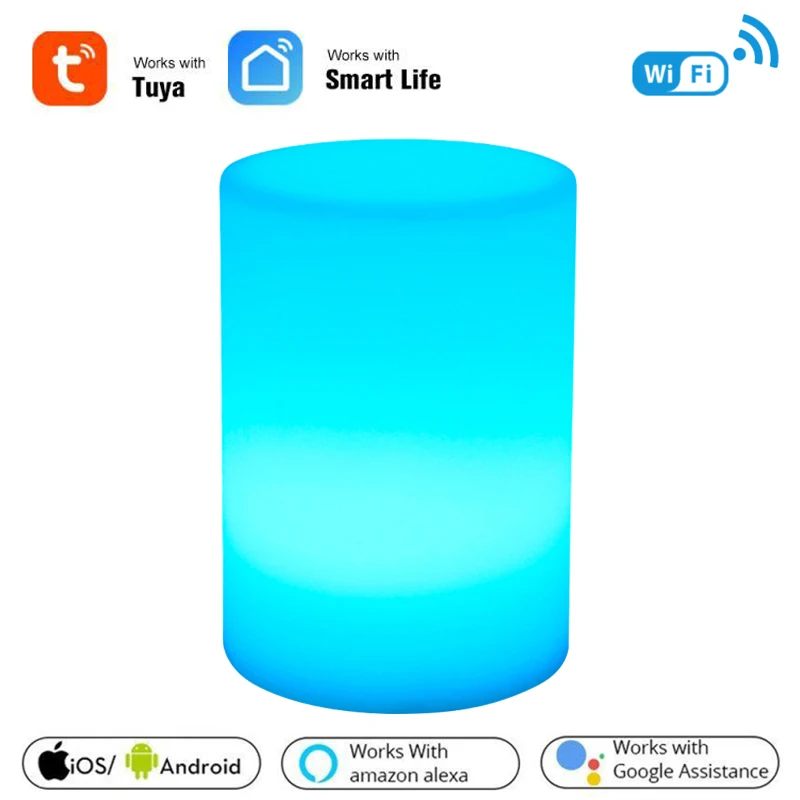 Tuya Wifi Smart Night Light MP APP Voice Control RGB LED Desk Lamp Coffee Bar Party Table Light Work With Alexa Google Home/Echo night light for bedroom Night Lights