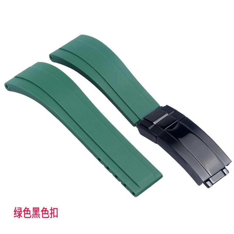 green Black clasp 20 мм 21 мм сильная гибкость резиновый силиконовый ремешок для часов Ремешки для ролевых cosmographer Daytona GMT Submariner Ремешки для наручных часов браслеты - Цвет ремешка: green Black clasp