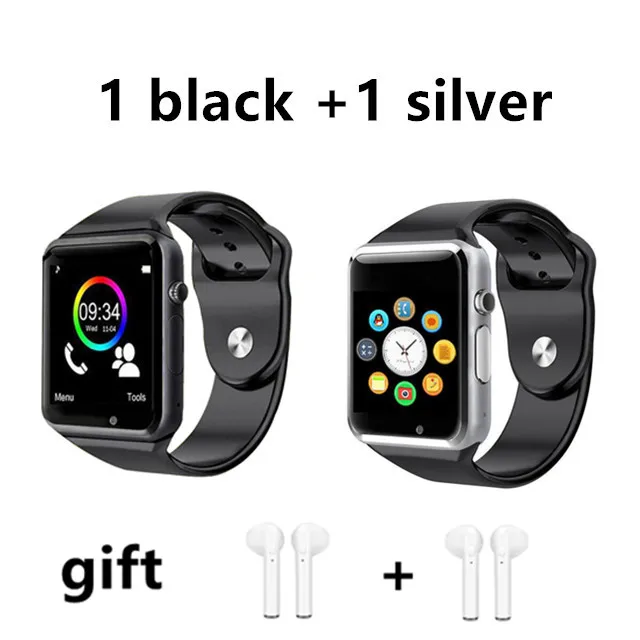 Drop Shipping 2 PCS A1 WristWatch Bluetooth Smart Watch Pedometer With SIM Camera Smartwatch for Android PK DZ09 watches - Цвет: 1 black and 1 silver