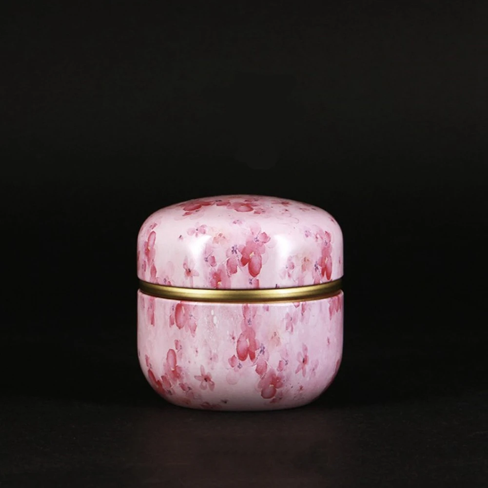 

Powder Round Metal Tea Jar With Lid Multifunction Storage Boxes Chinese Style Coffee Cans Mini