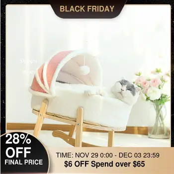 

Cat Rocking Bed Lounger for Cats Swing Tent Washable Pet House Soft Plush Kitten Hammock Sleeping Mat shake Basket Small Dog Bed