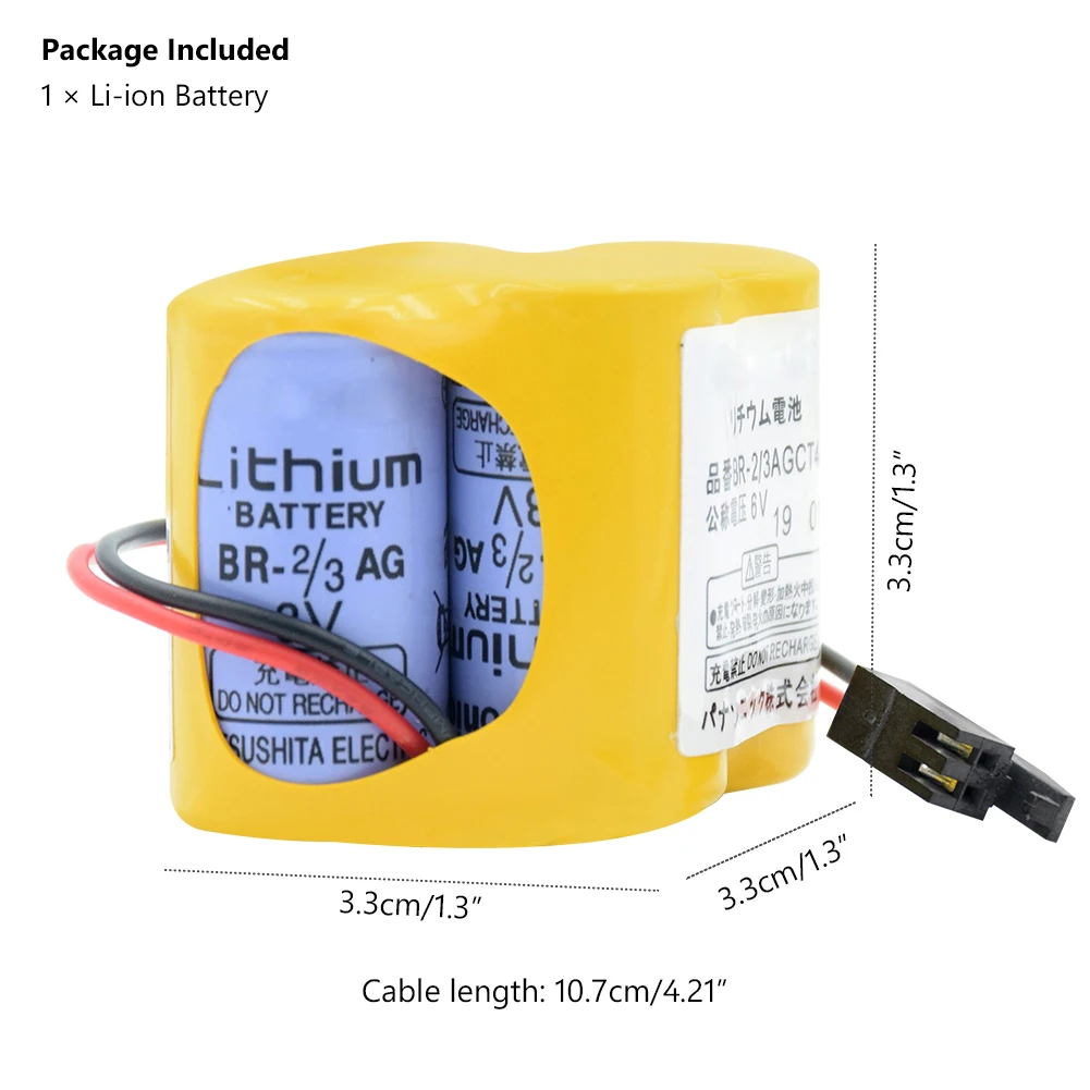 YCDC 6V 4400 мА/ч, BR-2/3AGCT4A Батарея PLC резервный литий Батарея литий-полимерные Батарея пакет BR2/3AGCT4A для FANUC