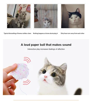

4 Cat Toy Shiny Interactive Sound Ball Crinkly Oversized Candy Colored Ring Paper Ball Ring Toy Cat Interactive Toy Pet Supplies
