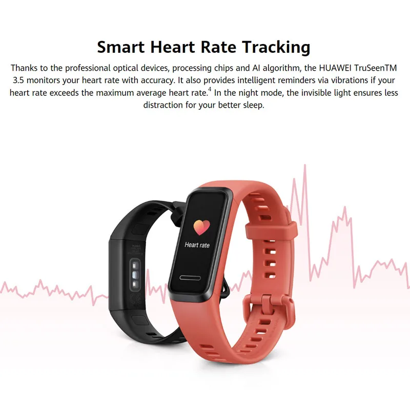 Умный Браслет HUAWEI Band 4, 0,96 дюймов, креативные циферблаты, заглушка и зарядка, упреждающий мониторинг здоровья