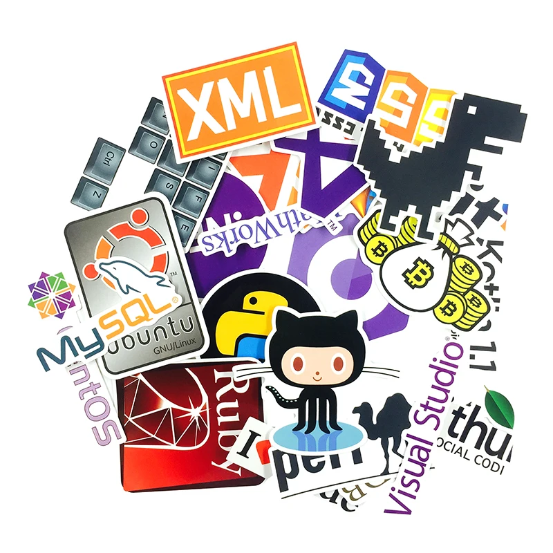 23pcs 50 шт./лот Программирование Geek хакер разработчик Язык JAVA логотип серии для ноутбука мотоцикл скейтборд водонепроницаемый DIY наклейки - Цвет: 23pcs
