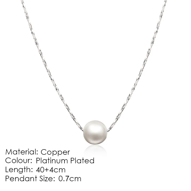 White Gold 7mm Простой OL леди стиль имитация жемчуга ожерелье розовое золото цвет модные ювелирные изделия без никеля кулон кристалл ZYN430 ZYN362 - Окраска металла: White Gold 7mm