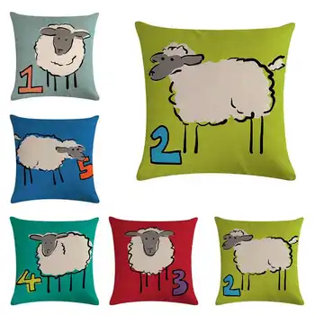 

Fashion New Number Sheep Cotton Linen Pillow Case Sofa Waist Throw Cushion Cover Home Decor