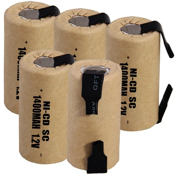 

5 pcs SC battery 1.2V batteries for power tools 1400mah nicd 4.25cm*2.2cm color random