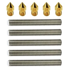 

PCS Brass Extruder Nozzle 5 Print Heads +5 PC M6 30mm Stainless Steel Nozzle Throat For Anet A8 Mk8 Reprap For 3D Printers Parts