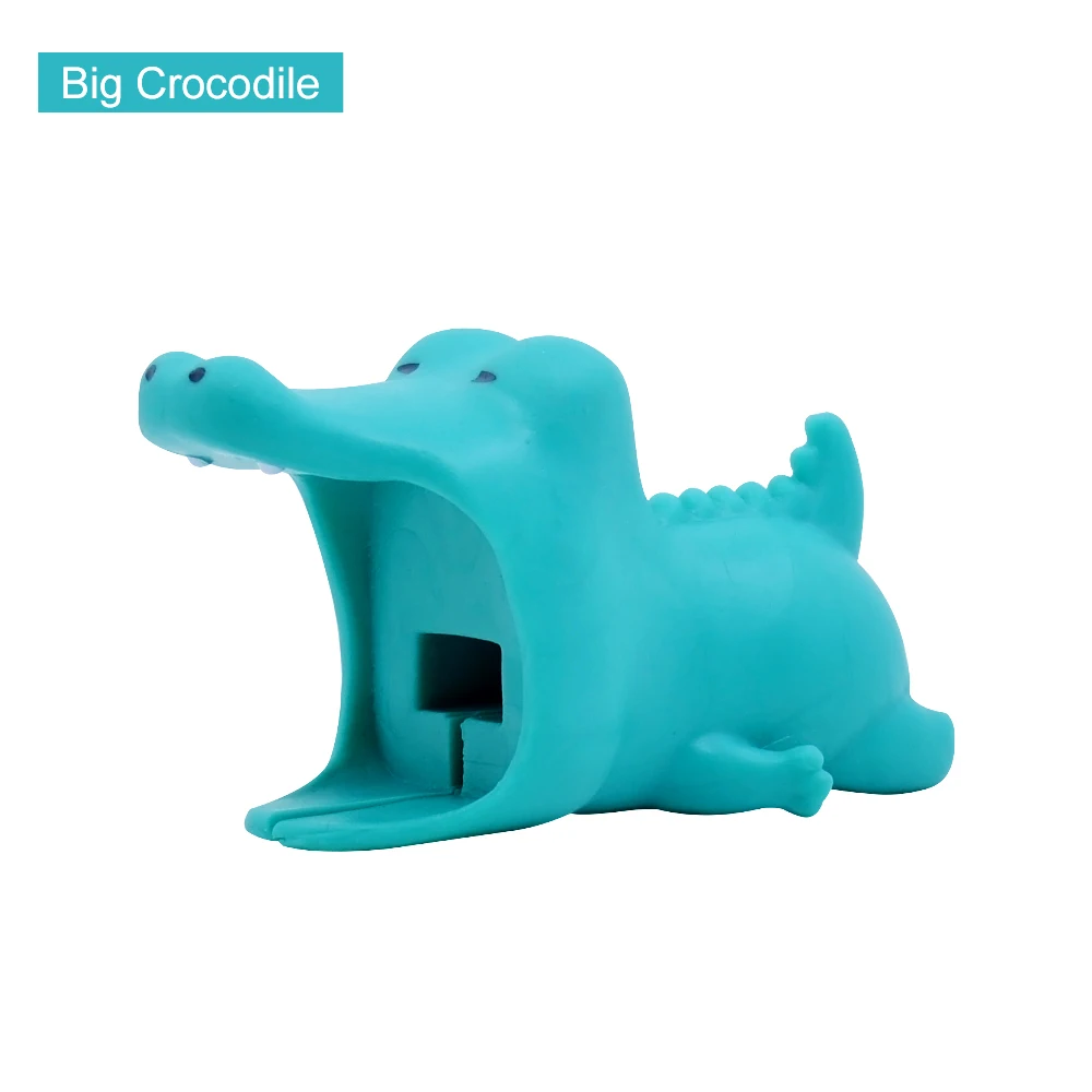 Big Crocodile CHIPAL Симпатичные животные большой кабель укуса протектор для iPhone США штекер USB кабель для передачи данных зарядное устройство крышка провода сматывания держатель телефона - Цвет: Big Crocodile