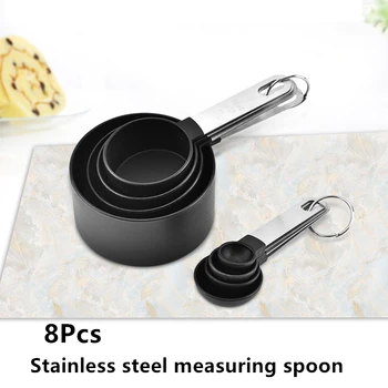 

8Pcs/Set Kitchen Measuring Cups and Spoons Set with Stainless Steel Handle Grip Perfect for Baking Tools Bakeware Kitchen Tools