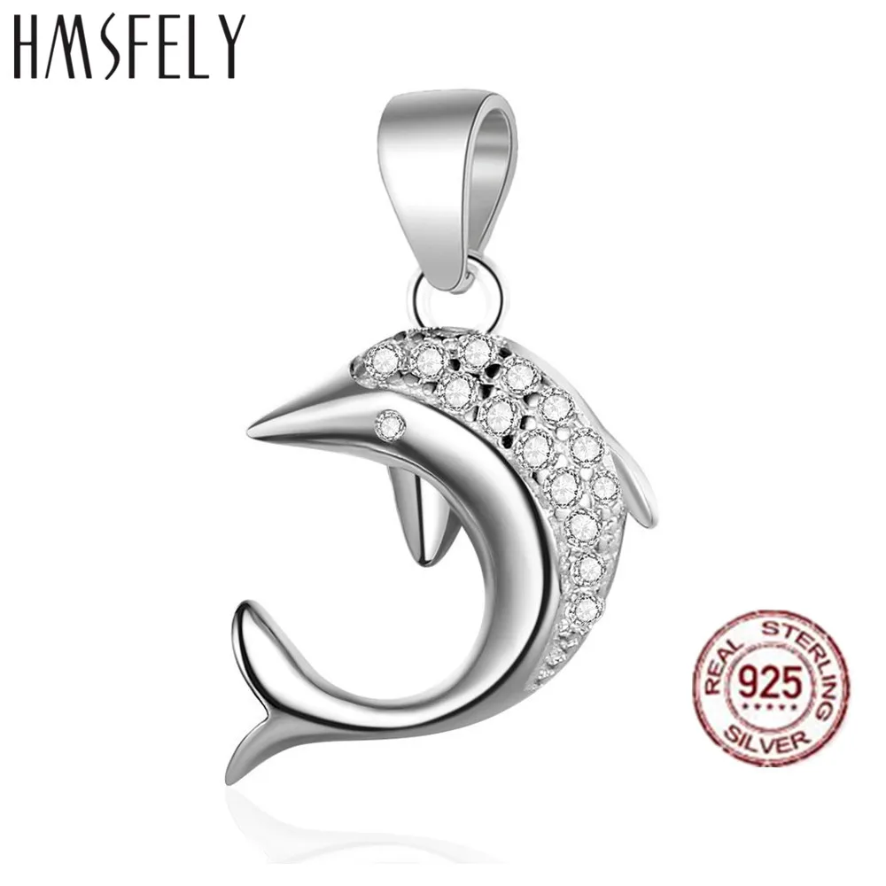 

HMSFELY Real 925 Sterling Silver Dolphin Pendant DIY Charm Bracelet Dangles Findings For Girl Necklace Jewelry Making Charms