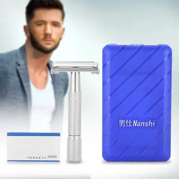 

Shaving Blades Manual Mens Razor Classic Straight Double Edge Blade Beard Shaver with Case Shaving Brush