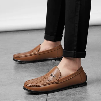 

Genuine Leather Shoes Men Cow Leather Casual Shoes Outdoor High Quality Men Flats Slip On Plus Size Men Shoes