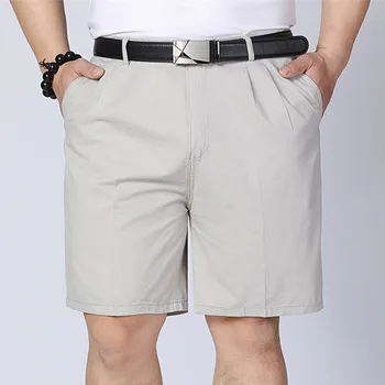

Men's shorts summer middle-aged and elderly cotton shorts men's cotton five-point pants suit shorts men's high waist loose pants