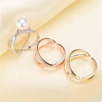 

High Quality Silver plated fittings Open Adjustable Blank Ring Settings Pearl Ring Mountings Fittings Jewellery Accessories