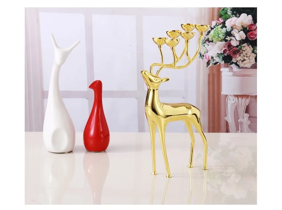 Luxurious Stainless Steel Gold/Silver Deer Candle Holder  
