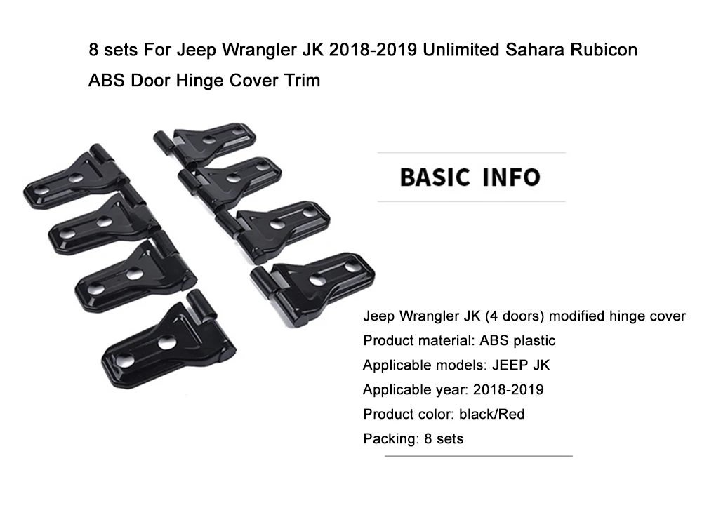 8 комплектов для Jeep Wrangler JK- Unlimited Sahara Rubicon ABS Накладка для дверных петель отделка
