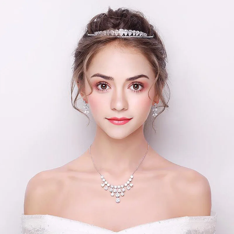SLBRIDAL винтажный прозрачный кубический цирконий свадебная тиара CZ Свадебная Королева Принцесса пышные королевские вечерние Корона женские украшения для волос