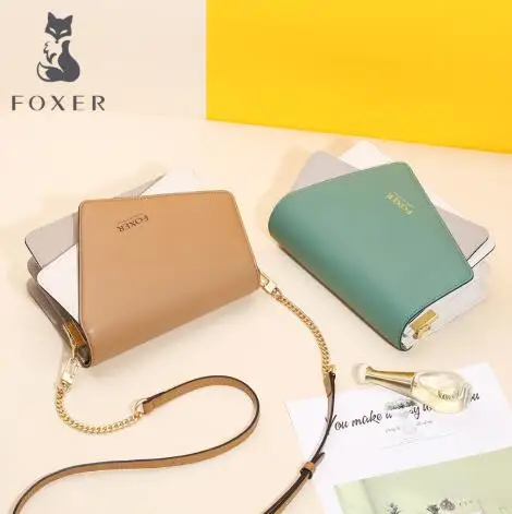 FOXER панельная сумка на плечо, Женская Роскошная Сумка через плечо из спилка, стильная Высококачественная сумка-мессенджер, сумочка для леди 954039F